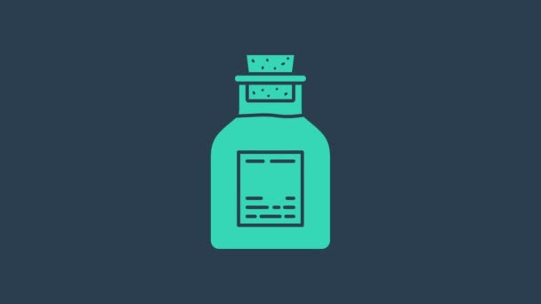 Tyrkysový olej benzínová zkumavka ikona izolované na modrém pozadí. Grafická animace pohybu videa 4K — Stock video