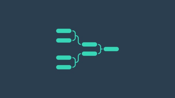 Resultados Turquesa e mesas de pé ícone de suporte de torneio campeonato de placar isolado no fundo azul. Animação gráfica em movimento de vídeo 4K — Vídeo de Stock