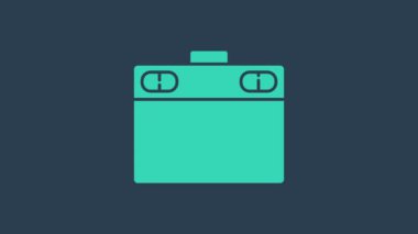 Mavi arkaplanda turkuaz grafik tablet simgesi izole edildi. 4K Video hareketli grafik canlandırması