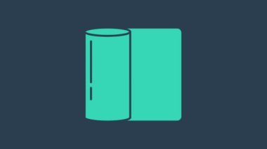 Turkuaz kağıt havlu rulo ikonu mavi arka planda izole edildi. 4K Video hareketli grafik canlandırması