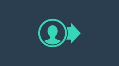 Turkuaz iş tanıtım simgesi mavi arka planda izole edildi. Başarı, başarı, motivasyon iş sembolü, büyüme. 4K Video hareketli grafik canlandırması