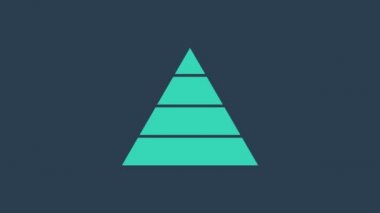 Turkuaz İş Piramit Grafikleri bilgi simgesi mavi arkaplanda izole edildi. Piramitsel aşamalar grafik elementleri. 4K Video hareketli grafik canlandırması