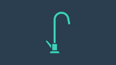 Turkuaz su musluğu simgesi mavi arkaplanda izole edildi. 4K Video hareketli grafik canlandırması