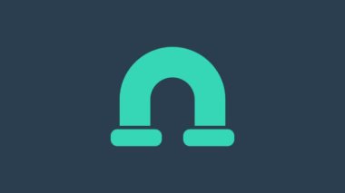 Turkuaz Endüstrisi metalik boru ikonu mavi arka planda izole edildi. Tesisat boru hattının farklı şekillerde parçaları. 4K Video hareketli grafik canlandırması