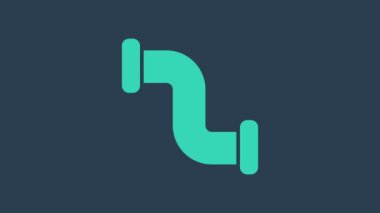 Turkuaz Endüstrisi metalik boru ikonu mavi arka planda izole edildi. Tesisat boru hattının farklı şekillerde parçaları. 4K Video hareketli grafik canlandırması