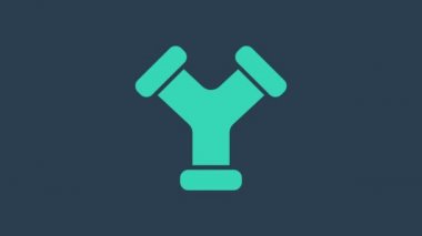 Turkuaz Endüstrisi metalik boru ikonu mavi arka planda izole edildi. Tesisat boru hattının farklı şekillerde parçaları. 4K Video hareketli grafik canlandırması