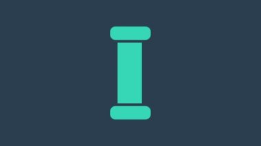 Turkuaz Endüstrisi metalik boru ikonu mavi arka planda izole edildi. Tesisat boru hattının farklı şekillerde parçaları. 4K Video hareketli grafik canlandırması