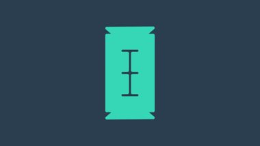 Mavi arka planda turkuaz jilet ikonu izole edildi. 4K Video hareketli grafik canlandırması