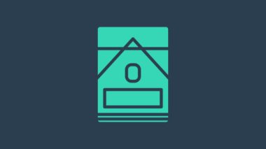 Turkuaz sigaralar mavi arka planda izole edilmiş paket kutusu simgesi. Sigara paketleri. 4K Video hareketli grafik canlandırması