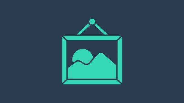 Image turquoise icône de paysage isolé sur fond bleu. Animation graphique de mouvement vidéo 4K — Video
