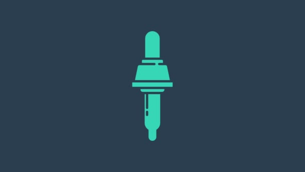 터보 리스 피펫 아이콘은 파란 배경에 분리되어 있다. 의학, 화학 실험실 장비의 융합. 의학의 상징. 4K 비디오 모션 그래픽 애니메이션 — 비디오