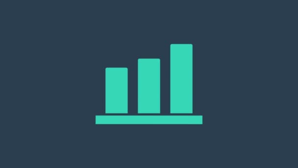 Icône infographique Turquoise Pie isolée sur fond bleu. Schéma graphique signe. Animation graphique de mouvement vidéo 4K