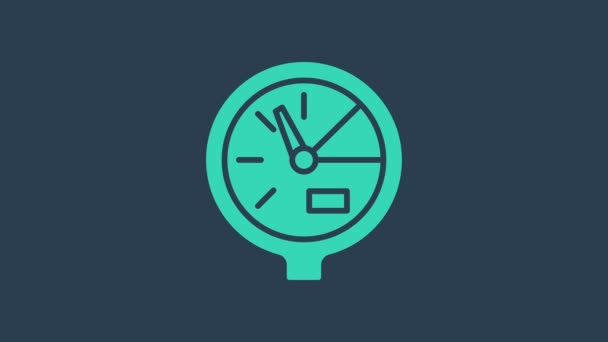 Tyrkysový Vodoměr ikona izolované na modrém pozadí. Grafická animace pohybu videa 4K — Stock video