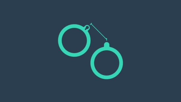 Tyrkysová ikona Pouta izolovaná na modrém pozadí. Grafická animace pohybu videa 4K