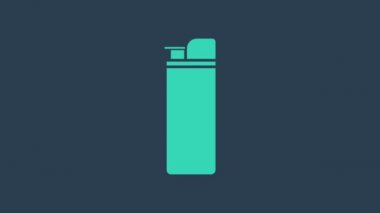 Mavi arkaplanda turkuaz aydınlatma simgesi izole edildi. 4K Video hareketli grafik canlandırması