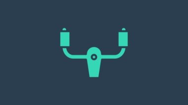 Turkuaz Uçak direksiyon ikonu mavi arka planda izole edildi. Uçak kontrol tekerleği. 4K Video hareketli grafik canlandırması