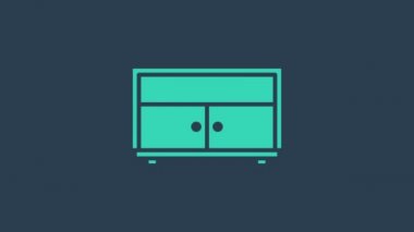 Mavi arkaplanda turkuaz çekmece simgesi izole edildi. 4K Video hareketli grafik canlandırması