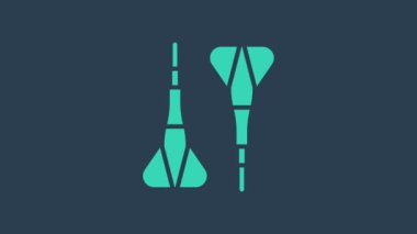 Turkuaz Dart ok simgesi mavi arkaplanda izole edildi. 4K Video hareketli grafik canlandırması