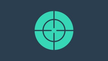 Turkuaz Hedef spor simgesi mavi arkaplanda izole edildi. Atış mesafesi ya da atış mesafesi için sayıları olan temiz bir hedef. 4K Video hareketli grafik canlandırması