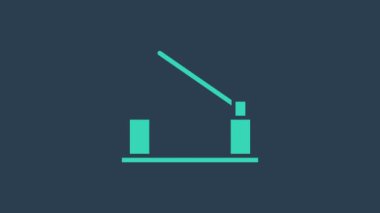 Turkuaz park aracı bariyeri simgesi mavi arka planda izole edildi. Sokak durağı sınırı. 4K Video hareketli grafik canlandırması