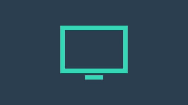 Turkusowa ramka na ikonie stołu odizolowana na niebieskim tle. 4K Animacja graficzna ruchu wideo — Wideo stockowe