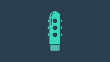 Turquoise Dildo vibrator for sex games icon isolated on blue background. Sex toy for adult. Vaginal exercise machines for intimate. 4K Video motion graphic animation