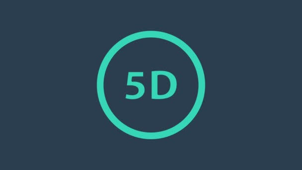 Icono de realidad virtual turquesa 5d aislado sobre fondo azul. Logo tridimensional grande. Animación gráfica de vídeo 4K — Vídeo de stock