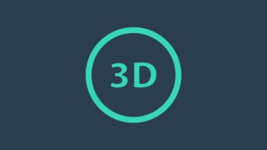 Turkuaz 3B kelime simgesi mavi arkaplanda izole edildi. 4K Video hareketli grafik canlandırması