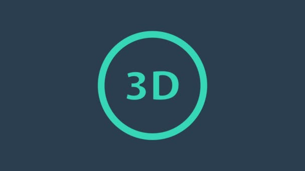 Türkises 3D-Wortsymbol isoliert auf blauem Hintergrund. 4K Video Motion Grafik Animation — Stockvideo