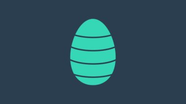 Turkuaz Paskalya yumurtası ikonu mavi arka planda izole edilmiş. Mutlu Paskalyalar. 4K Video hareketli grafik canlandırması