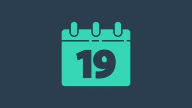 Mavi arka planda izole edilmiş Mutlu Paskalya ikonu içeren turkuaz takvim. İlkbahar Hristiyan bayramı sembolü. 4K Video hareketli grafik canlandırması