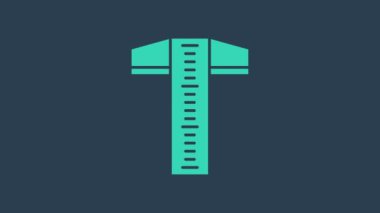 Profesyonel taslak ikonu için turkuaz T-square hattı mavi arkaplanda izole edildi. 4K Video hareketli grafik canlandırması