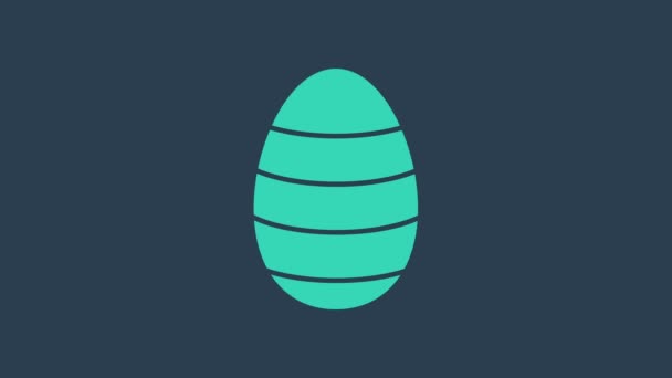 Turkuaz Paskalya yumurtası ikonu mavi arka planda izole edilmiş. Mutlu Paskalyalar. 4K Video hareketli grafik canlandırması — Stok video
