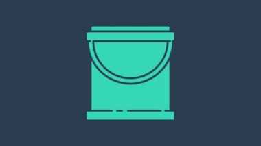 Mavi arka planda turkuaz boya ikonu izole edildi. 4K Video hareketli grafik canlandırması