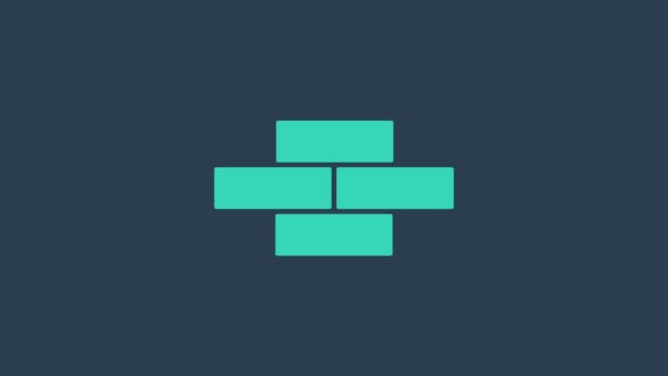 Tyrkysová ikona Cihly izolované na modrém pozadí. Grafická animace pohybu videa 4K