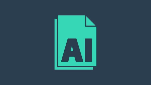 Documento del file AI turchese. Scarica icona pulsante ai isolato su sfondo blu. Simbolo file AI. Animazione grafica 4K Video motion — Video Stock