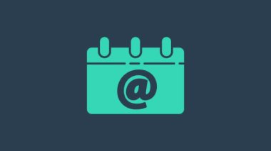 Mavi arkaplanda e-posta simgesi izole edilmiş turkuaz takvimi. Zarf sembolü e-postası. E- posta kodu. 4K Video hareketli grafik canlandırması