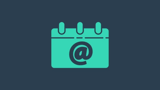 Calendrier turquoise avec icône e-mail isolé sur fond bleu. E-mail du symbole de l'enveloppe. Signe de message électronique. Animation graphique de mouvement vidéo 4K — Video
