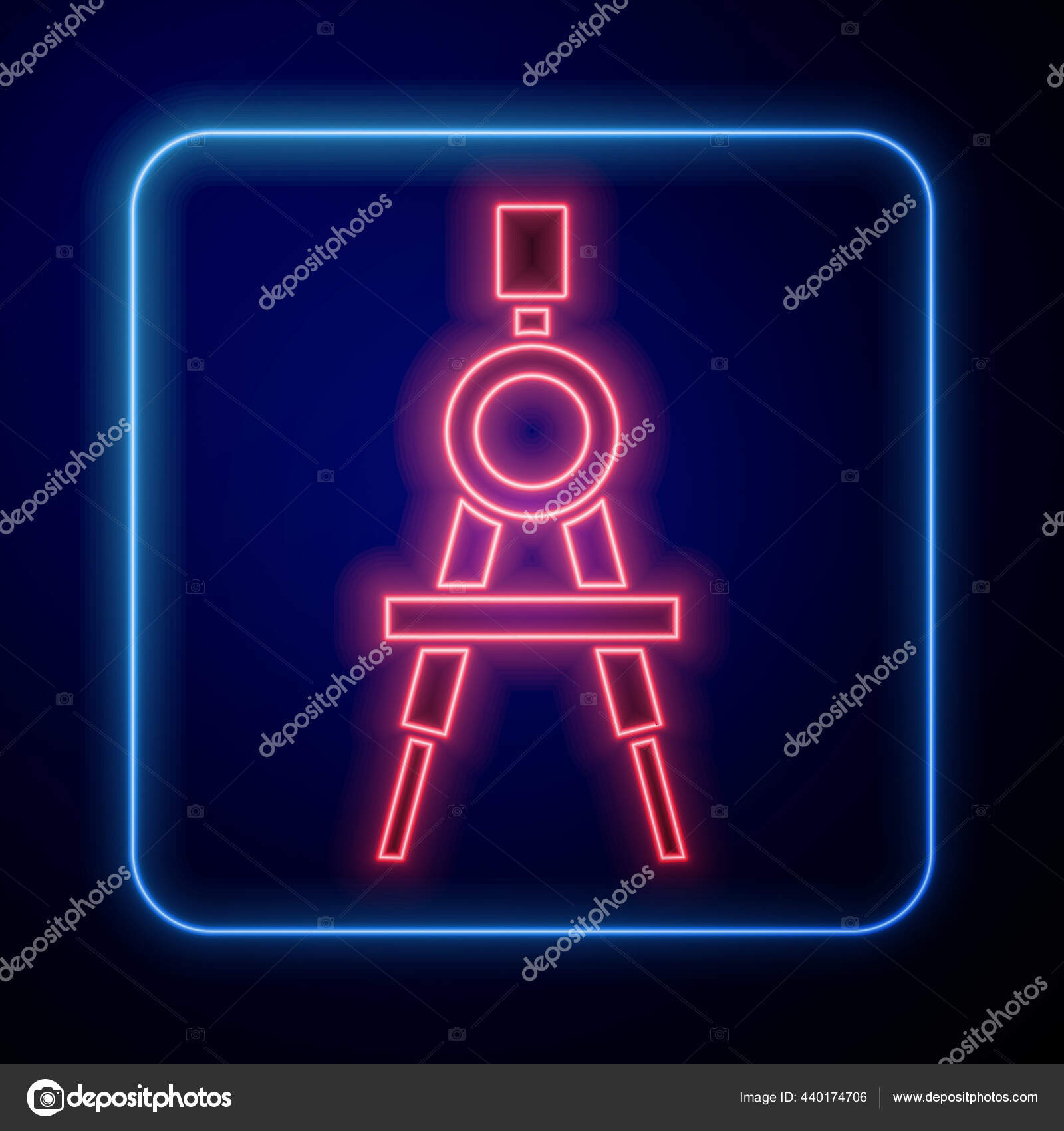 发光的霓虹灯绘图指南针图标孤立在蓝色背景指挥棒的标志绘画和教育工具几何学仪器b 图库矢量图像 C Vectorstockvadim