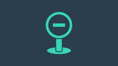 Mavi arkaplanda turkuaz dur işareti simgesi izole edildi. Trafik yönetmeliklerine göre dur işareti. 4K Video hareketli grafik canlandırması