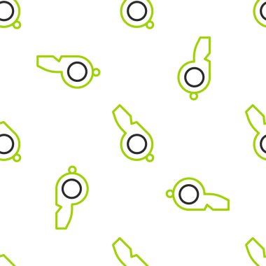 Line Whistle simgesi beyaz arkaplanda izole edilmiş kusursuz desen. Hakem sembolü. Spor ve spor burcu. Vektör İllüstrasyonu.