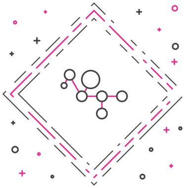 Kenevir çizgisi molekül simgesi beyaz arkaplanda izole. Cannabidiol moleküler yapıları, THC ve CBD formülü. Marihuana ya da esrar. Renkli taslak konsepti. Vektör İllüstrasyonu.