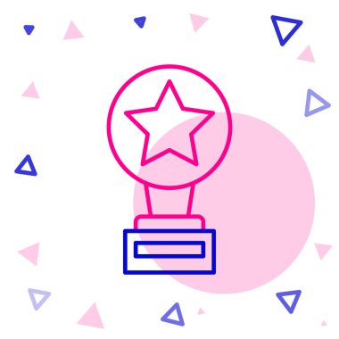 Çizgi Film ödülü simgesi beyaz arkaplanda izole edildi. Akademi ödülü ikonu. Filmler ve sinema sembolü. Renkli taslak konsepti. Vektör İllüstrasyonu.