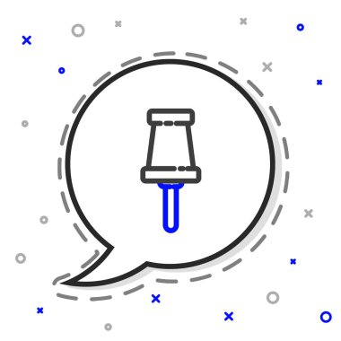 Çizgi itme simgesi beyaz arkaplanda izole edildi. Raptiye işareti. Renkli taslak konsepti. Vektör İllüstrasyonu.