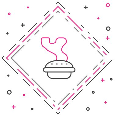 Beyaz arka planda izole edilmiş ev yapımı turta simgesi. Renkli taslak konsepti. Vektör.