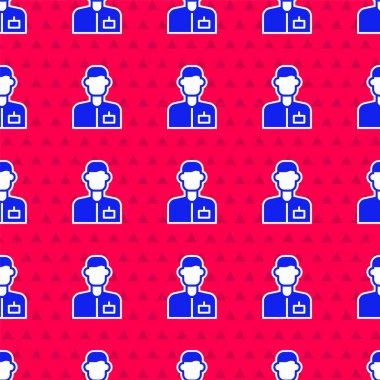 Mavi Analizci mühendis simgesi kırmızı arkaplanda izole edilmiş pürüzsüz desen. Vektör