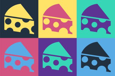 Pop Art Cheese simgesi renk arkaplanında izole edilmiş. Vektör.