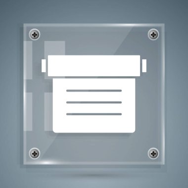 Beyaz Eskiler 'in sihirli kitabı. İçinde simya tarifleri, gizemli büyüler ve gri arka planda izole edilmiş büyü simgeleri var. Kare cam paneller. Vektör.