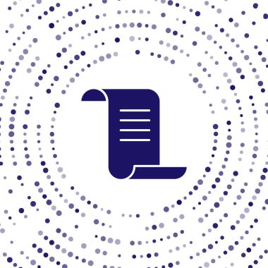 Beyaz arka planda izole edilmiş simya tarifleri, mistik büyüler ve büyüler içeren Mavi Kadim büyü kitabı. Soyut çember rastgele noktalar. Vektör.