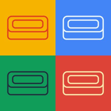 Popüler sanat eseri sabun simgesi renk arkaplanında izole edilmiş. Köpüklü sabun çubuğu. Vektör.